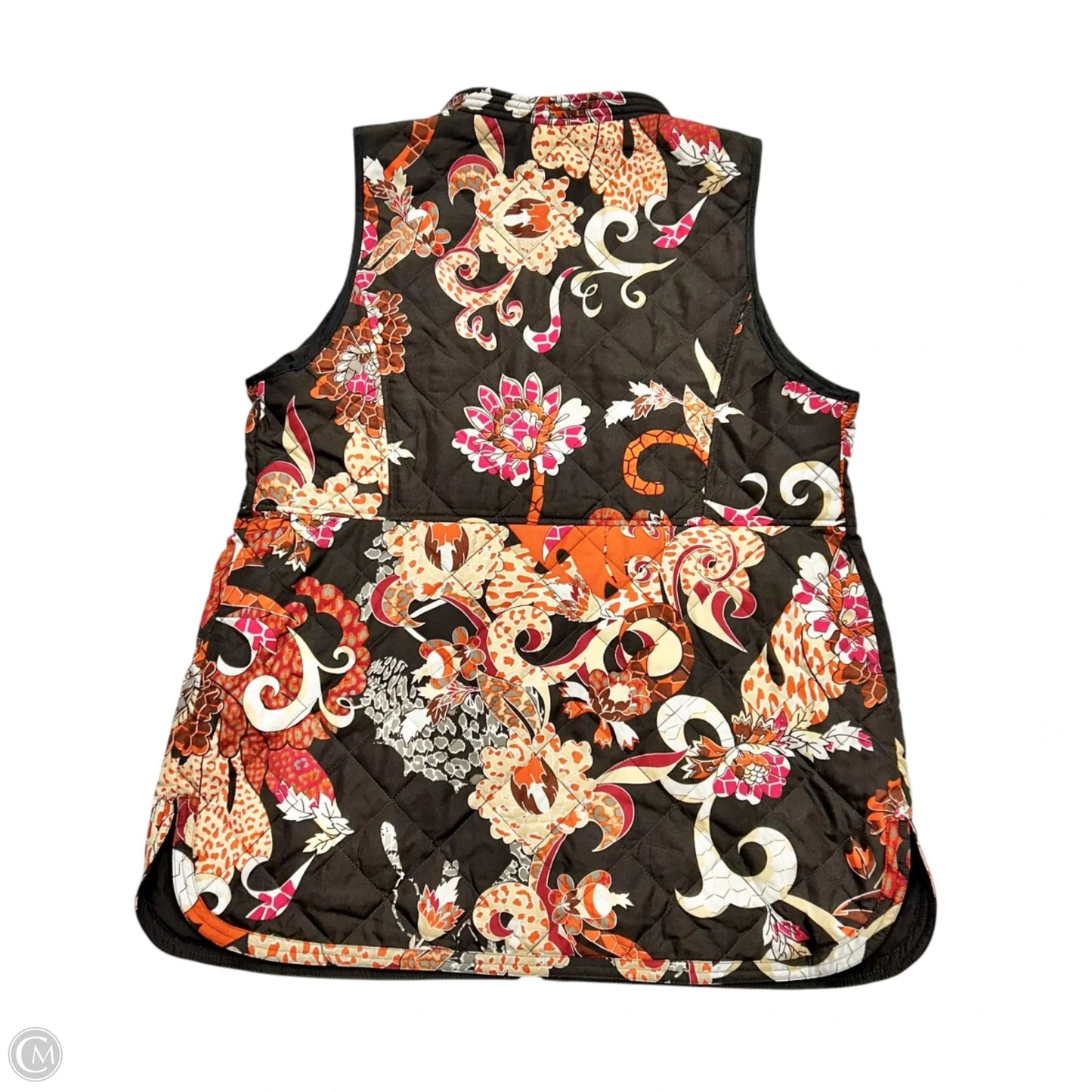 Vest Puffer & Quilted By Chicos In Brown & Orange, Size: L