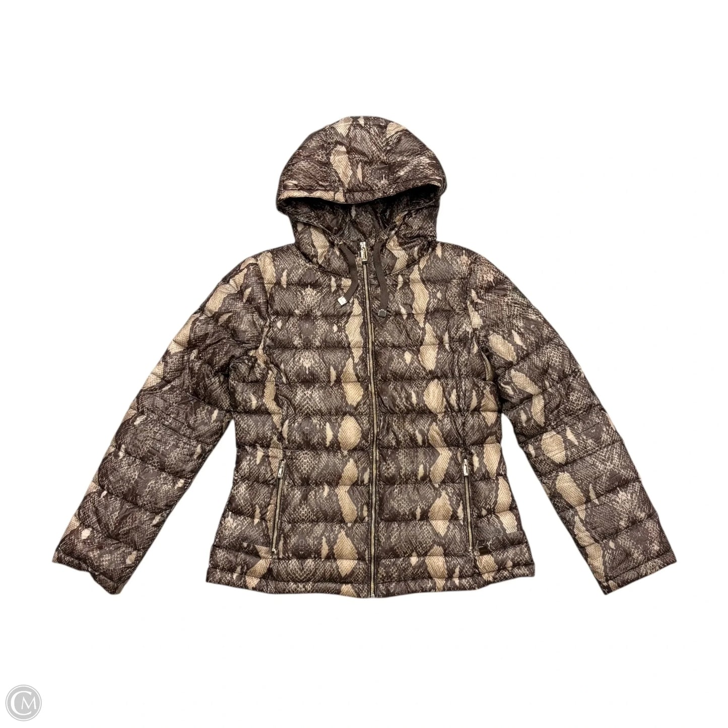 Coat Puffer & Quilted By Calvin Klein In Snakeskin Print, Size: M