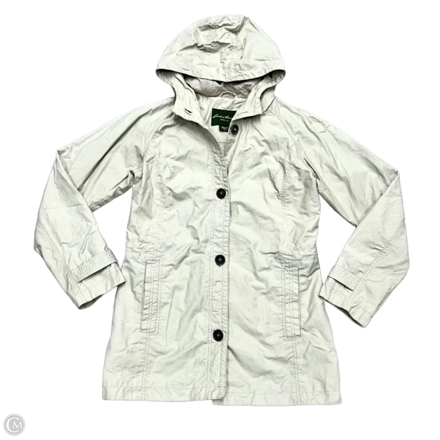 Jacket Windbreaker By Eddie Bauer In Cream, Size: S