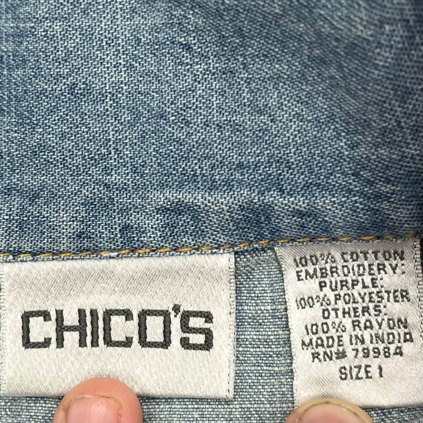 Jacket Other By Chicos In Blue Denim, Size: M