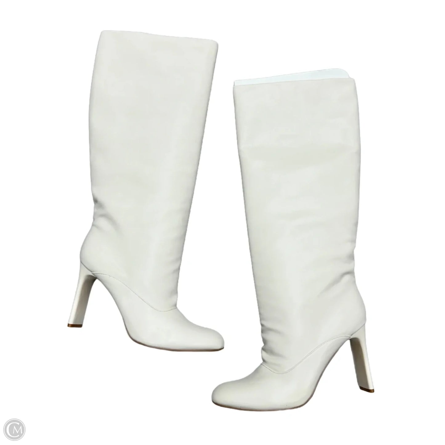 Boots Knee Heels By Kaykay In Ivory, Size: 11