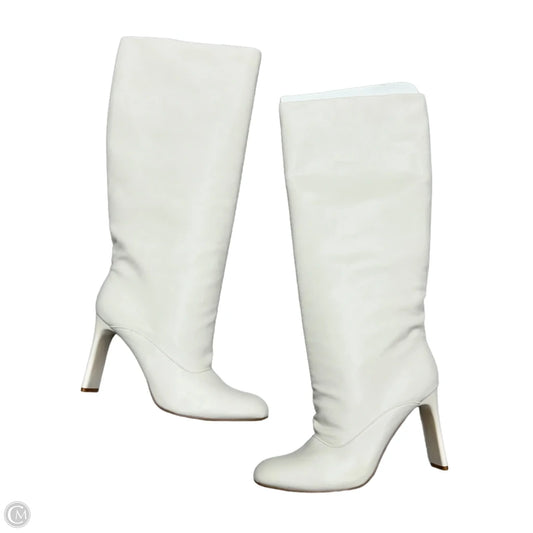 Boots Knee Heels By Kaykay In Ivory, Size: 11