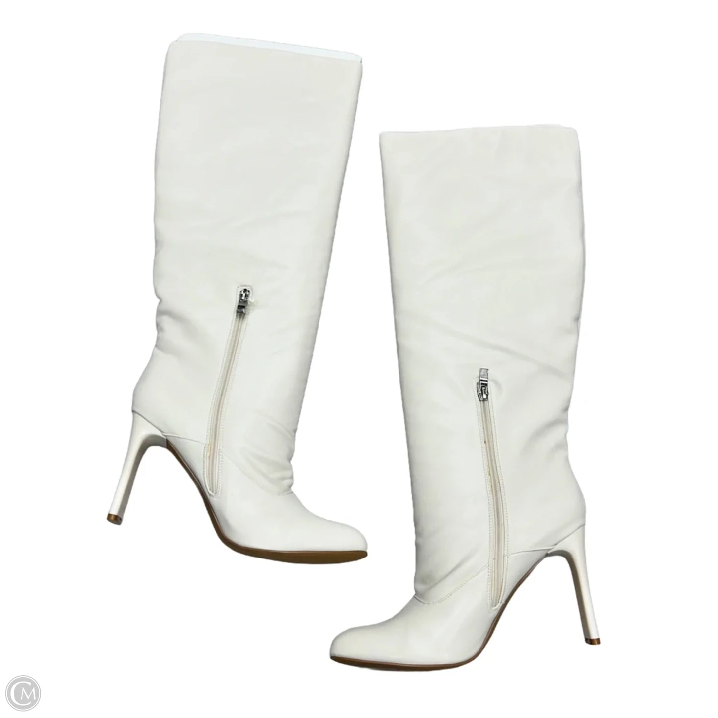 Boots Knee Heels By Kaykay In Ivory, Size: 11