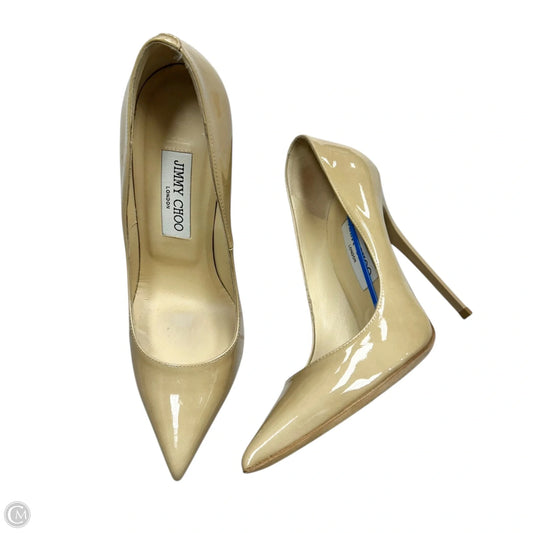 Shoes Luxury Designer By Jimmy Choo In Tan, Size: 6.5