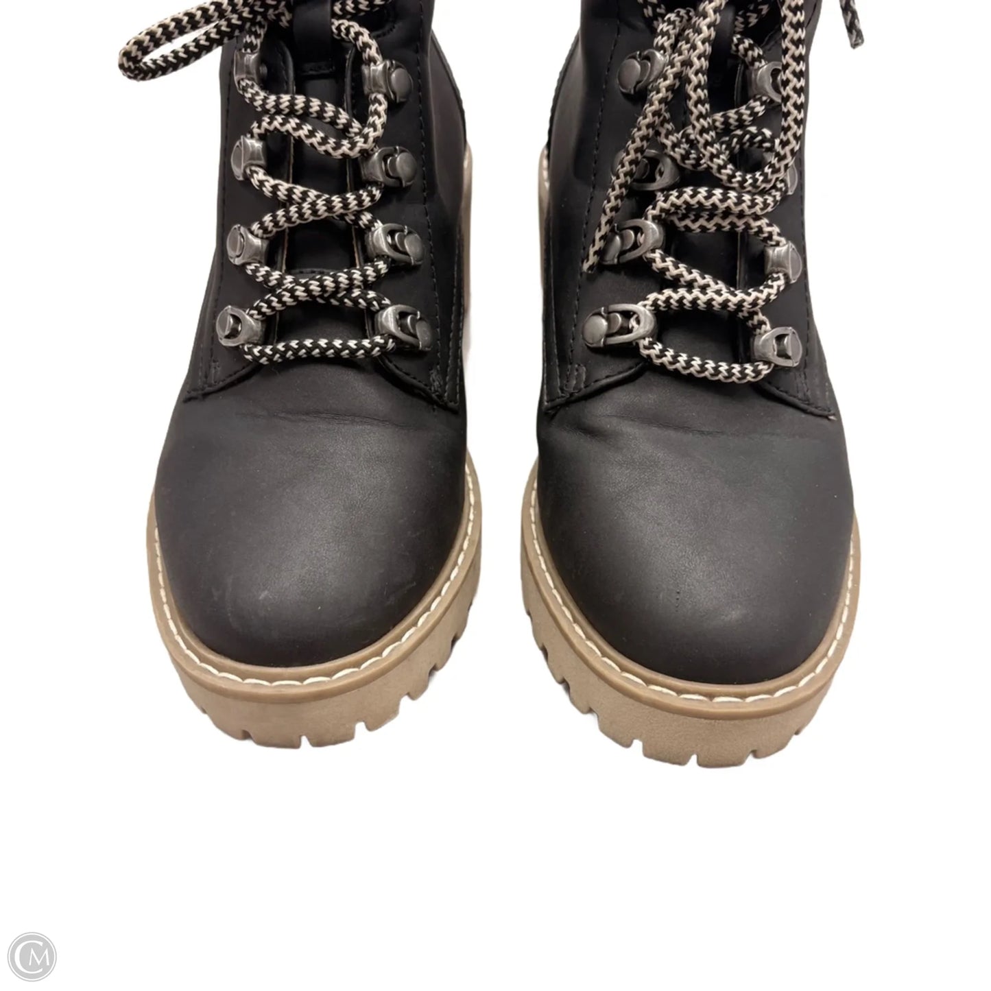 Boots Ankle Heels In Black & Cream, Size: 7.5