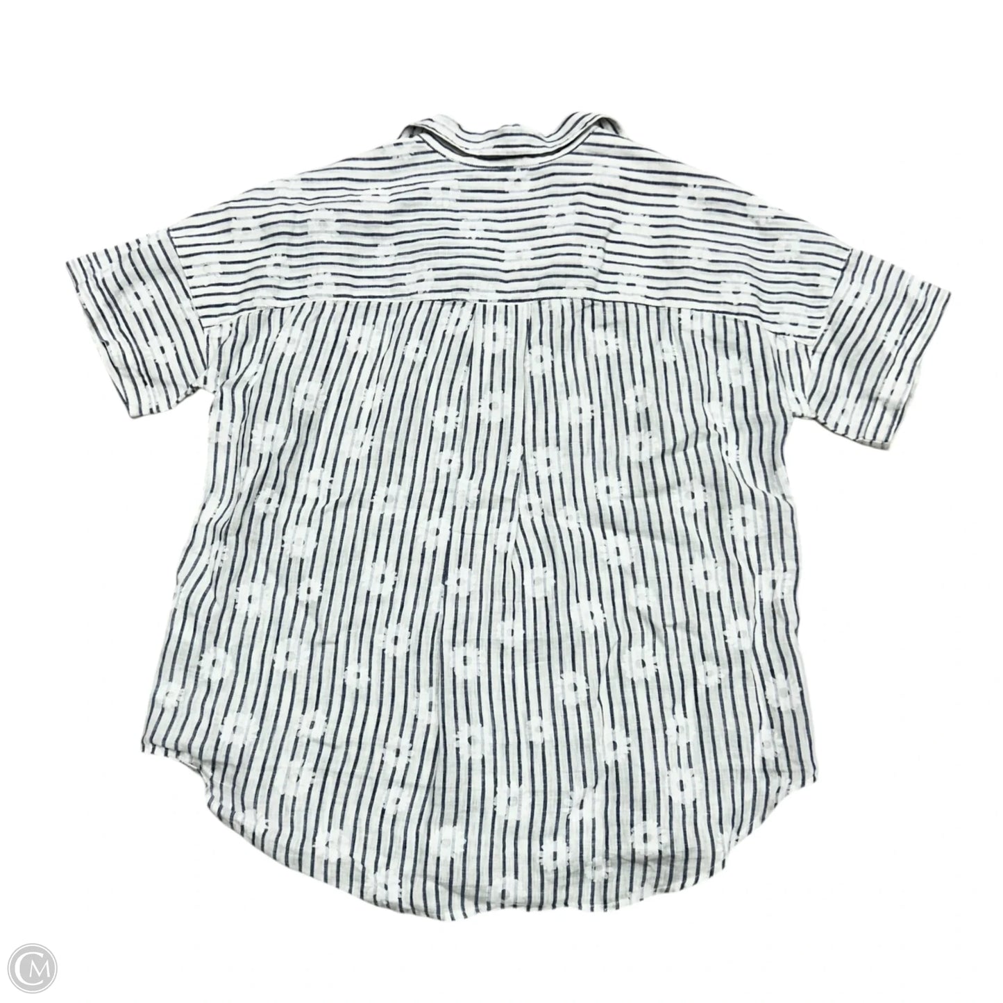 Blouse Short Sleeve By Frank And Eileen In Blue & White, Size: Xs