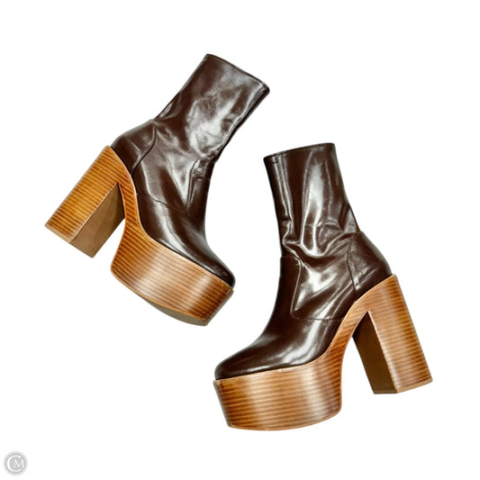 Boots Mid-calf Heels By Jeffrey Campbell In Brown, Size: 7