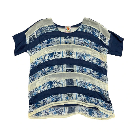 Top Short Sleeve By Johnny Was In Blue & White, Size: Xs