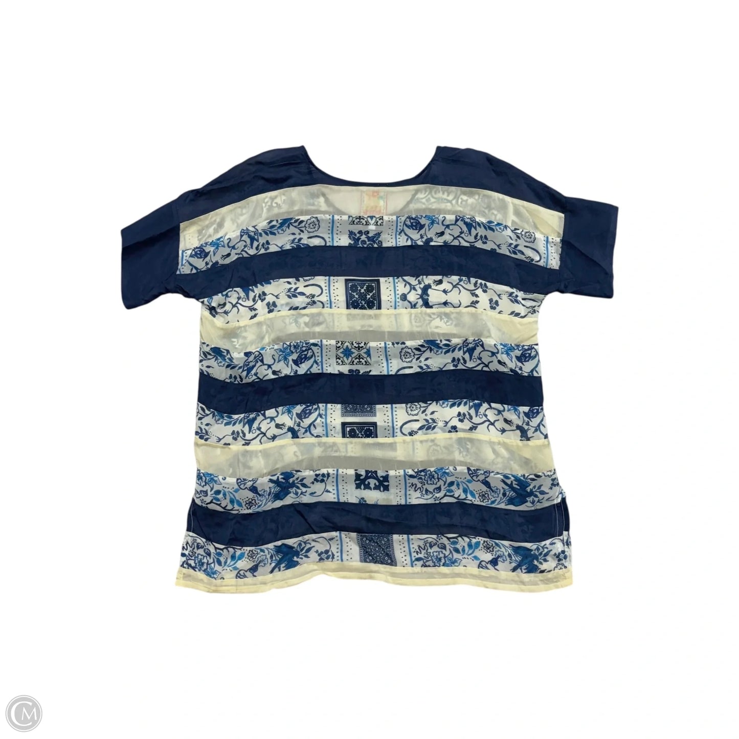 Top Short Sleeve By Johnny Was In Blue & White, Size: Xs