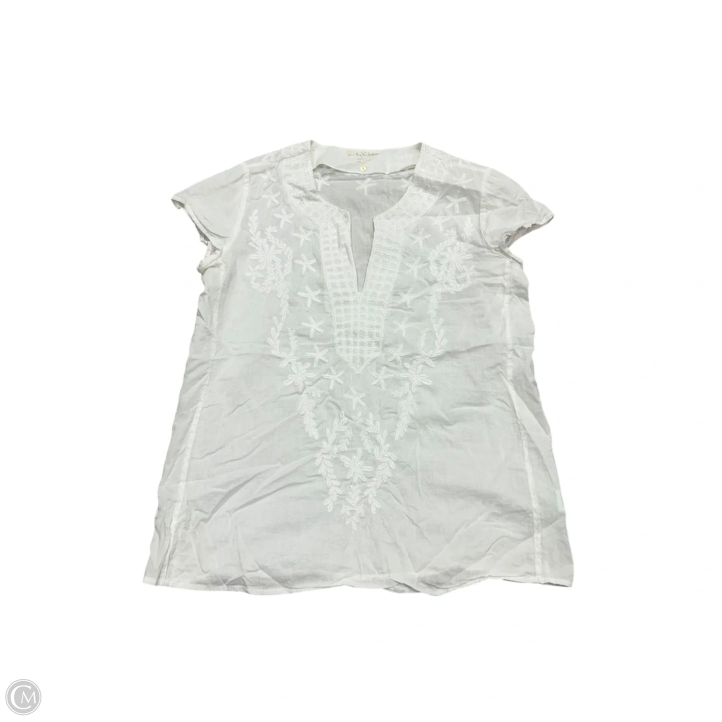 Top Short Sleeve Designer By Lilly Pulitzer In White, Size: S