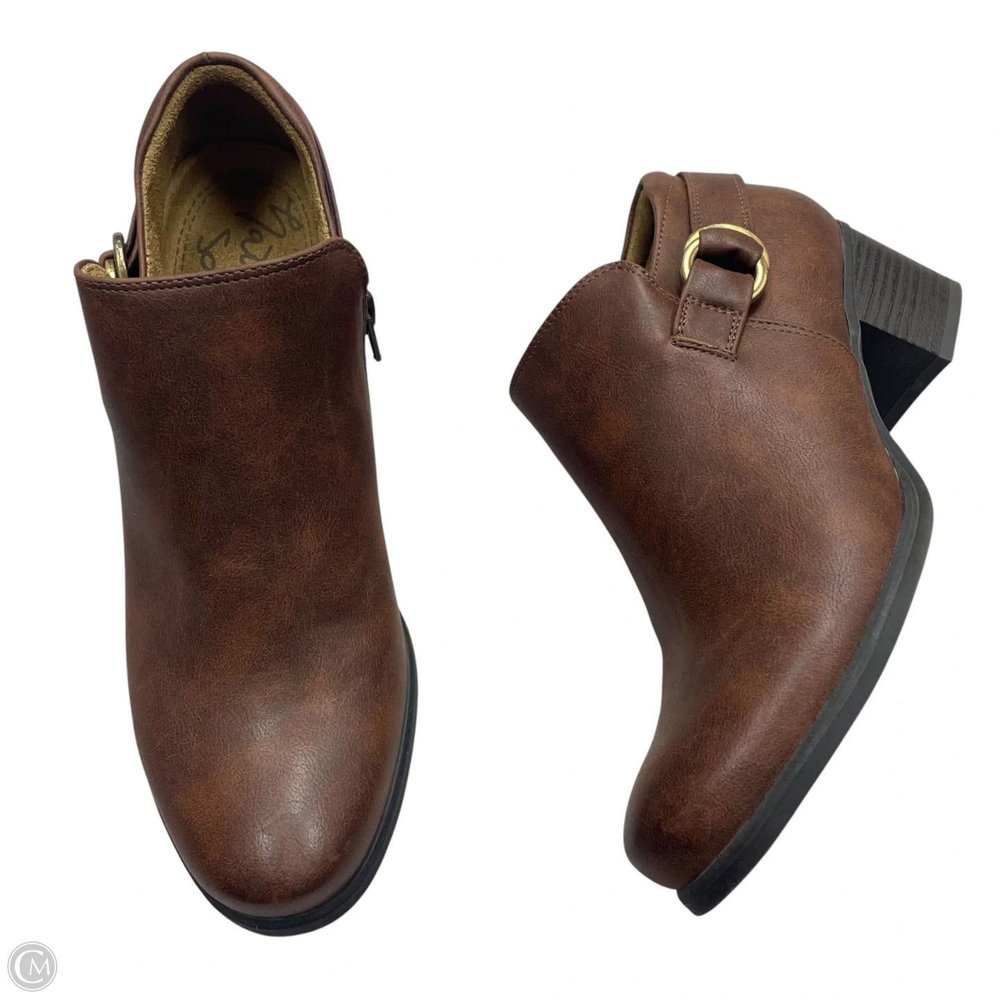 Boots Ankle Heels By Natural Soul In Brown, Size: 8