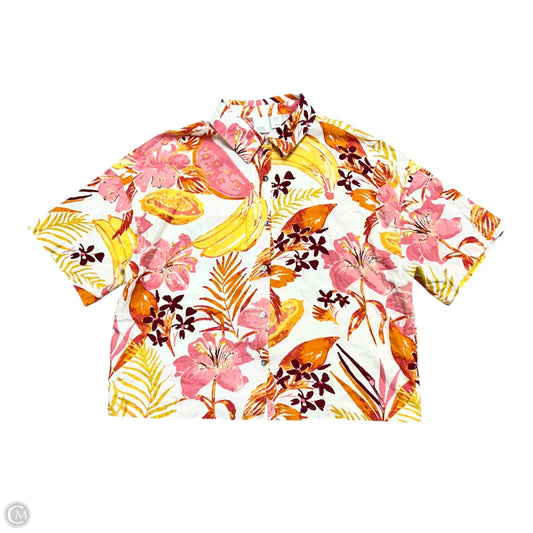 Top Short Sleeve By C And C In Pink & White, Size: Xl