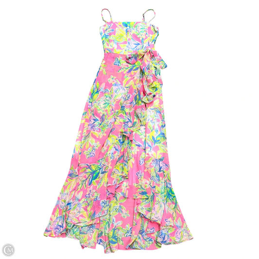 Dress Designer By Lilly Pulitzer In Green & Pink, Size: 0