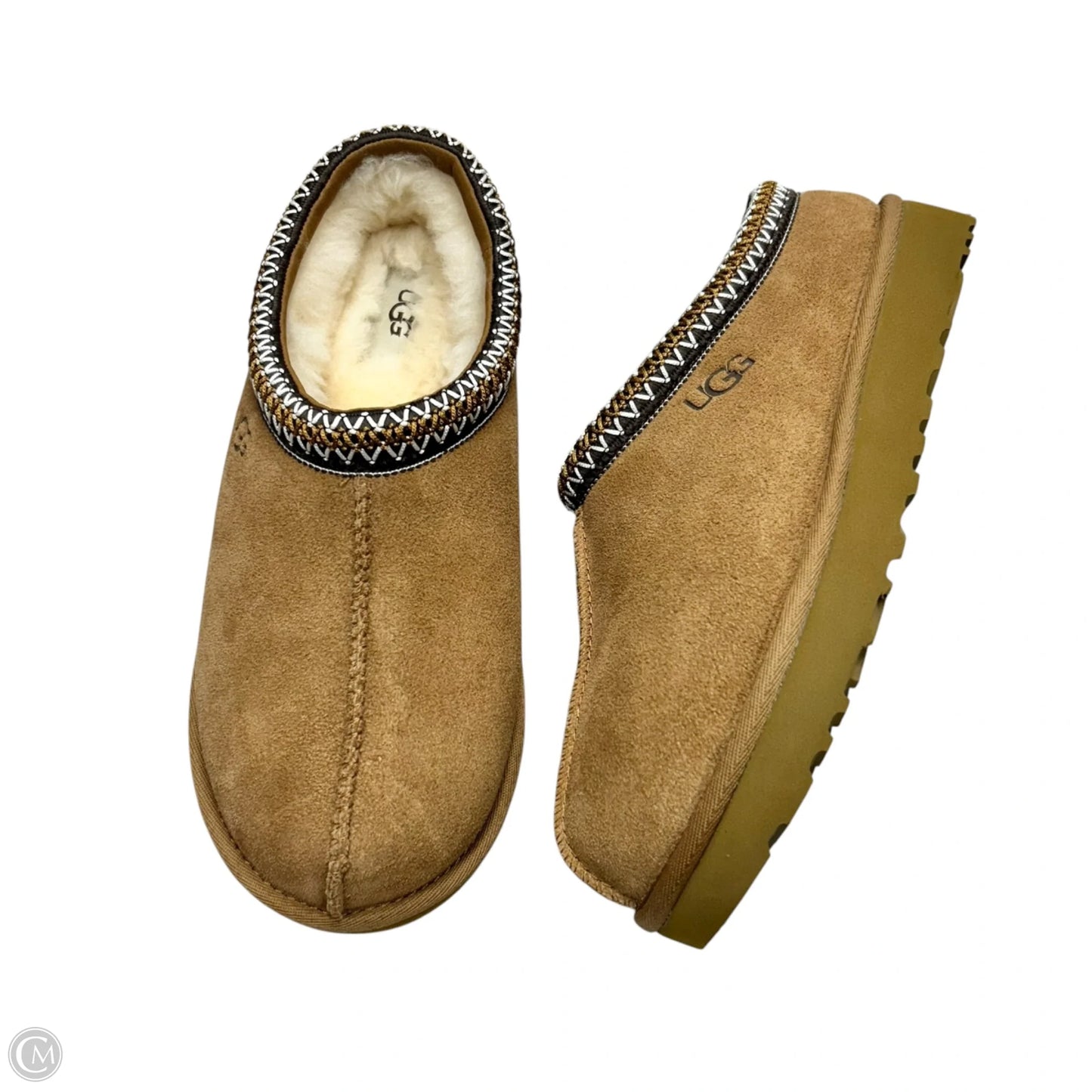 Slippers Designer By Ugg In Tan, Size: 9