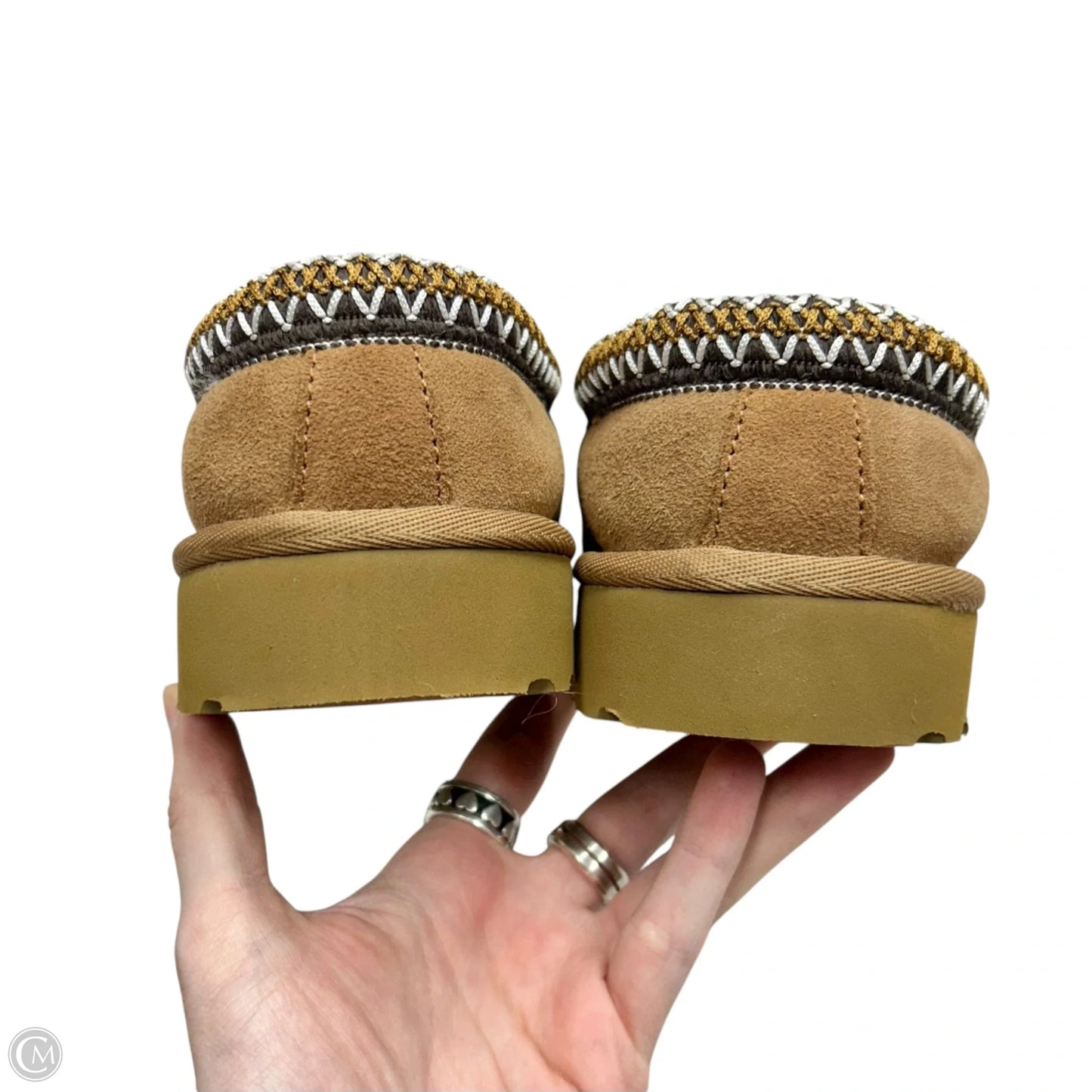 Slippers Designer By Ugg In Tan, Size: 9