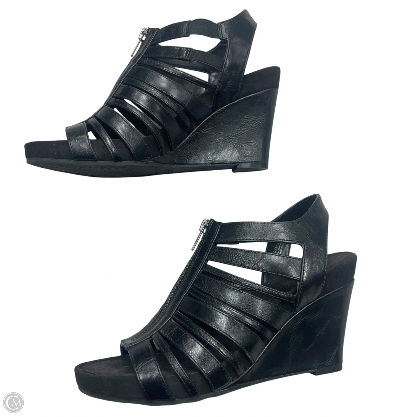 Sandals Heels Wedge By Aerosoles In Black, Size: 9.5
