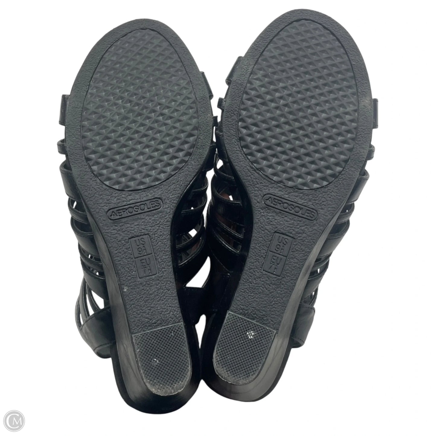 Sandals Heels Wedge By Aerosoles In Black, Size: 9.5