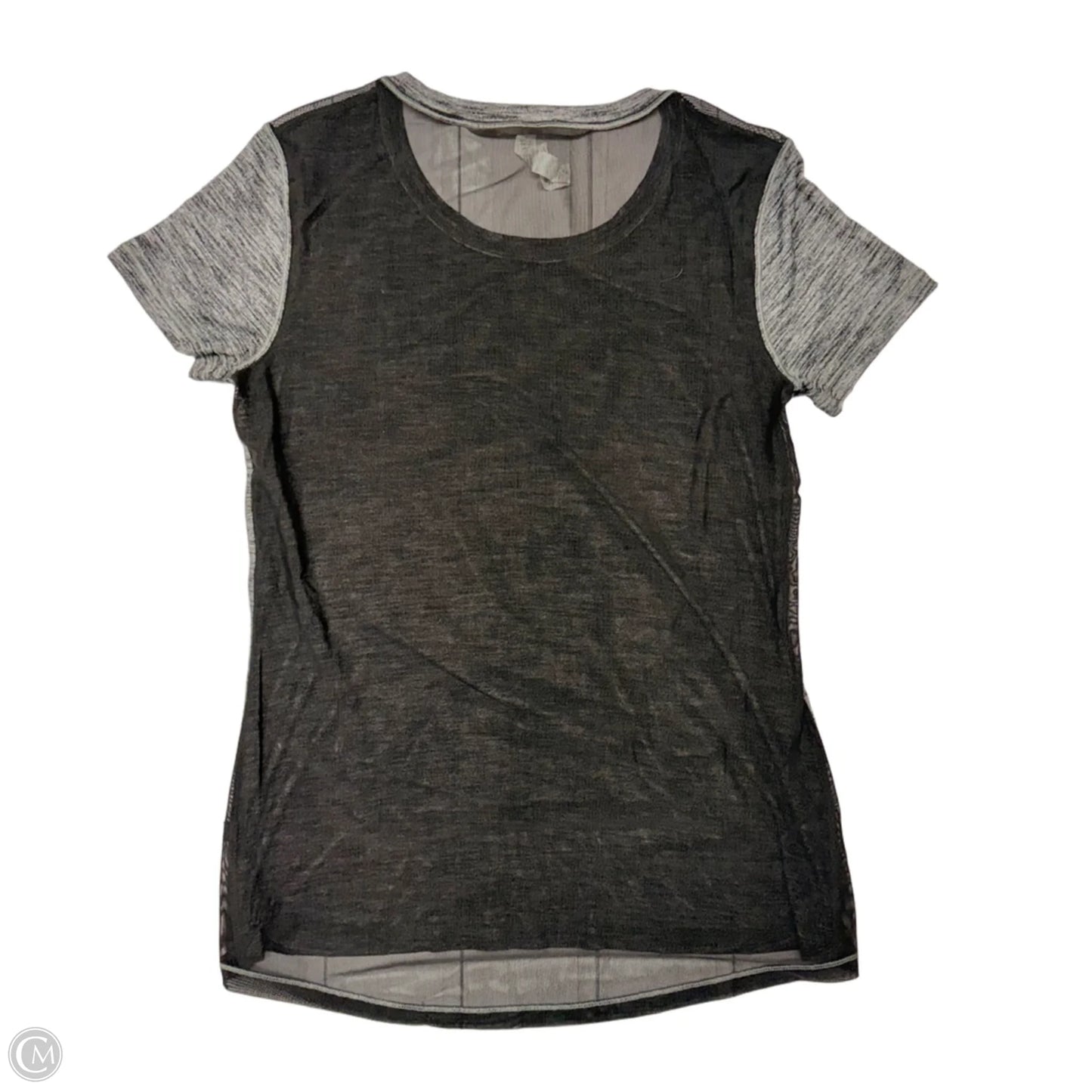 Athletic Top Short Sleeve By Lululemon In Black & Grey, Size: M