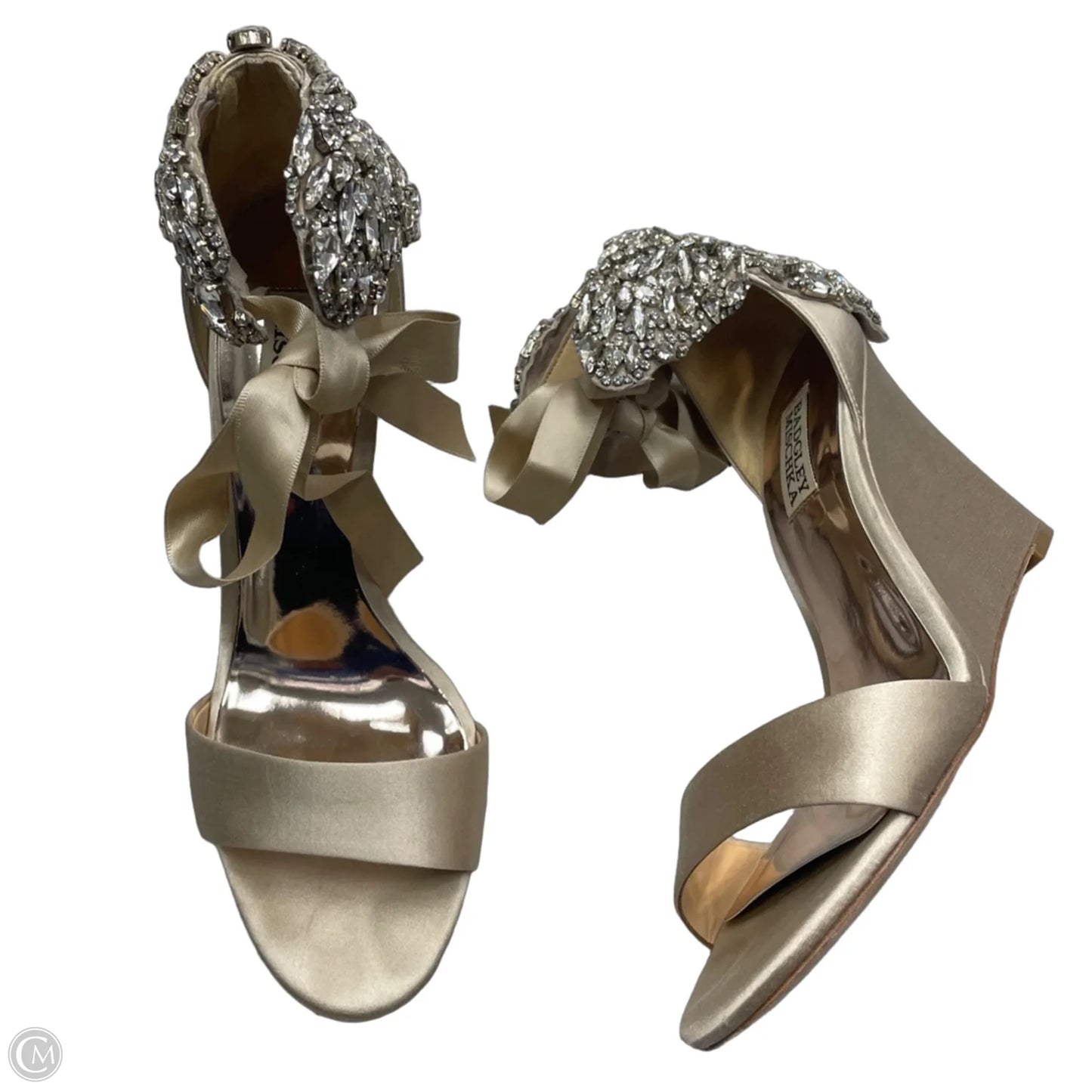 Sandals Heels Wedge By Badgley Mischka In Cream, Size: 8