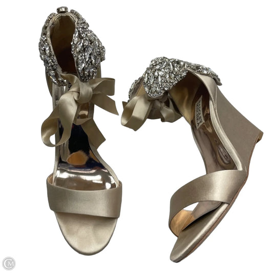 Sandals Heels Wedge By Badgley Mischka In Cream, Size: 8