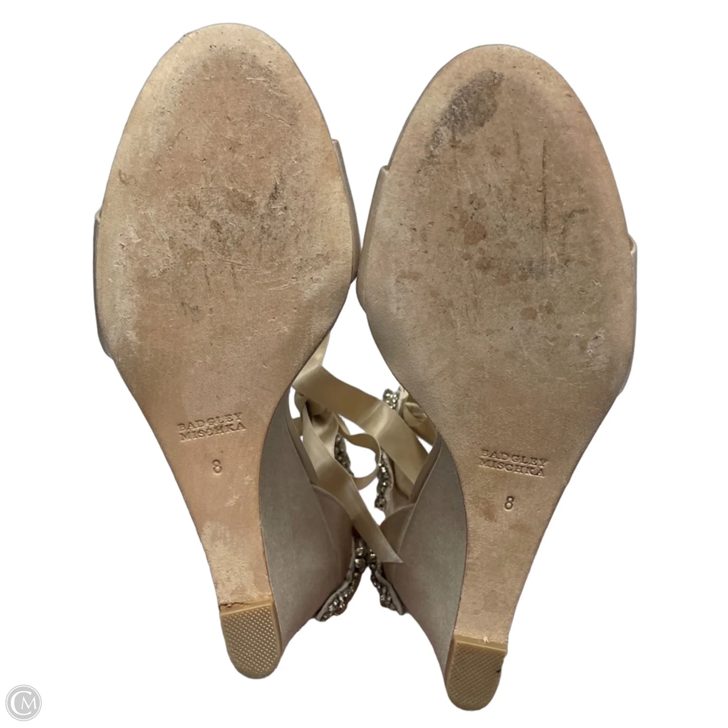 Sandals Heels Wedge By Badgley Mischka In Cream, Size: 8