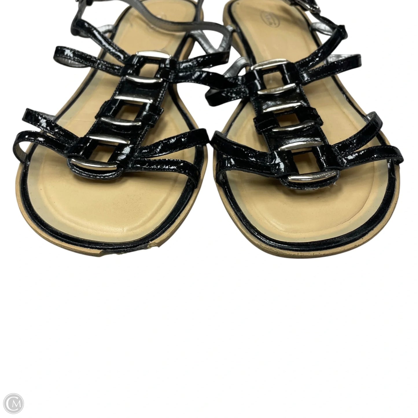 Sandals Flats By Talbots In Black & Silver, Size: 9
