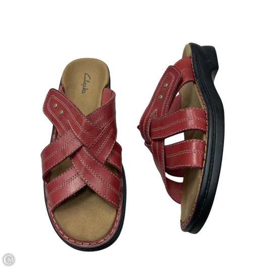 Sandals Heels Block By Clarks In Red, Size: 9