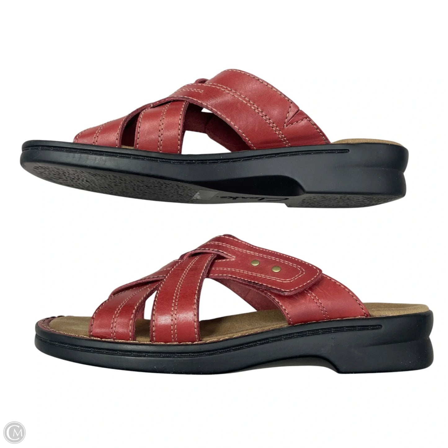 Sandals Heels Block By Clarks In Red, Size: 9