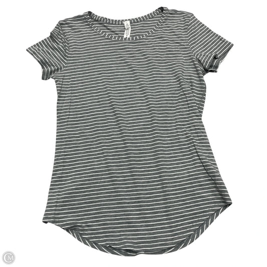 Athletic Top Short Sleeve By Lululemon In Grey & White, Size: Xs