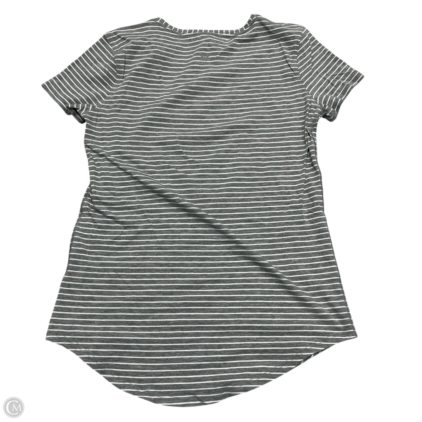 Athletic Top Short Sleeve By Lululemon In Grey & White, Size: Xs