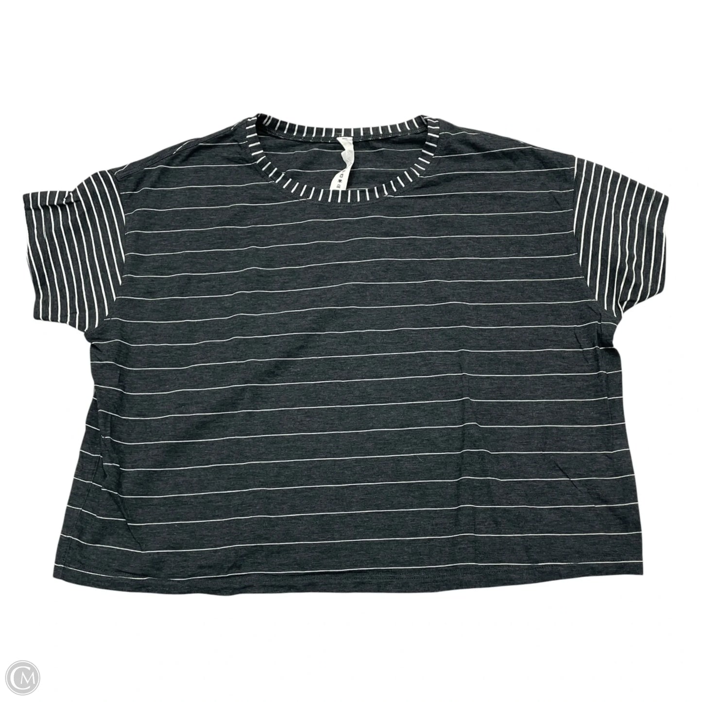 Athletic Top Short Sleeve By Lululemon In Grey & White, Size: S