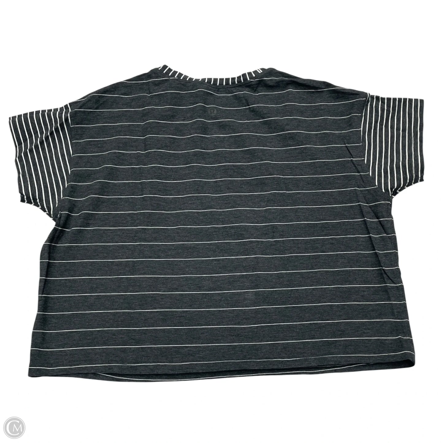 Athletic Top Short Sleeve By Lululemon In Grey & White, Size: S