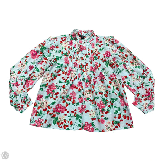 Blouse Long Sleeve By Ann Taylor In Blue & Pink, Size: Sp