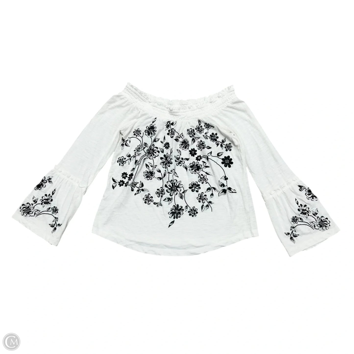 Top Long Sleeve By Anthropologie In Black & White, Size: Xs