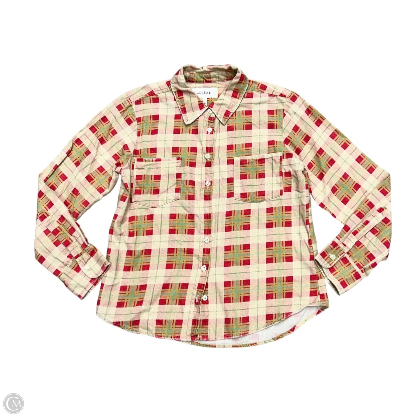 Top Long Sleeve By The Great. In Pink & Red, Size: Xs