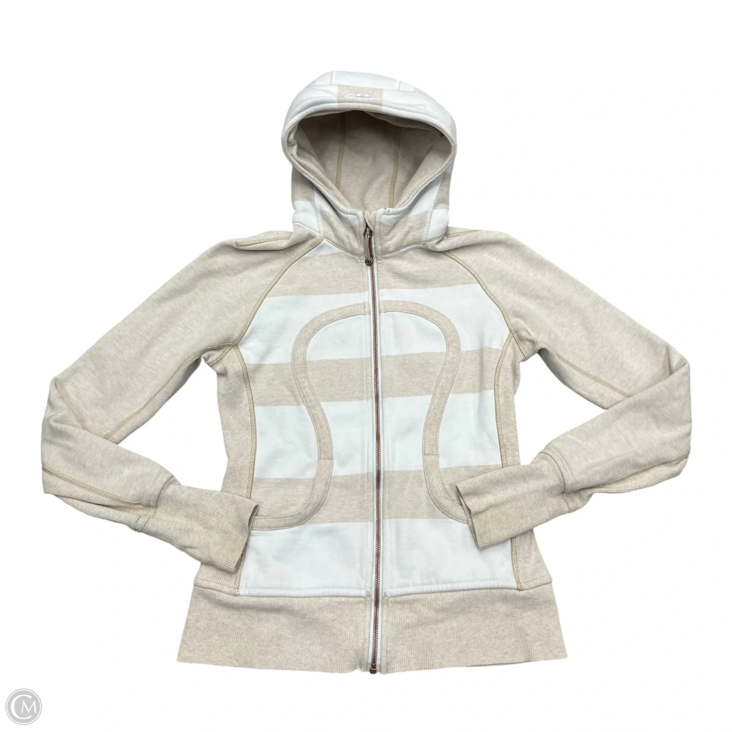 Athletic Jacket By Lululemon In Cream & White, Size: S
