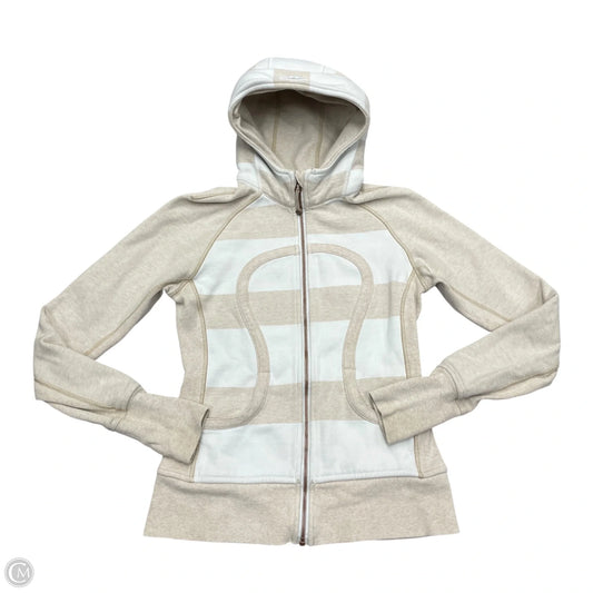 Athletic Jacket By Lululemon In Cream & White, Size: S