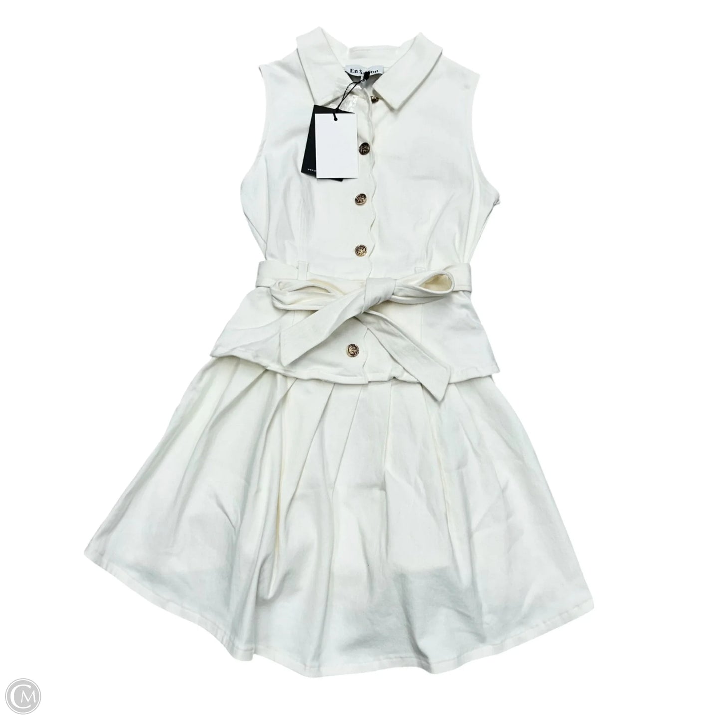 Dress Casual Midi By En Saison In White Denim, Size: S