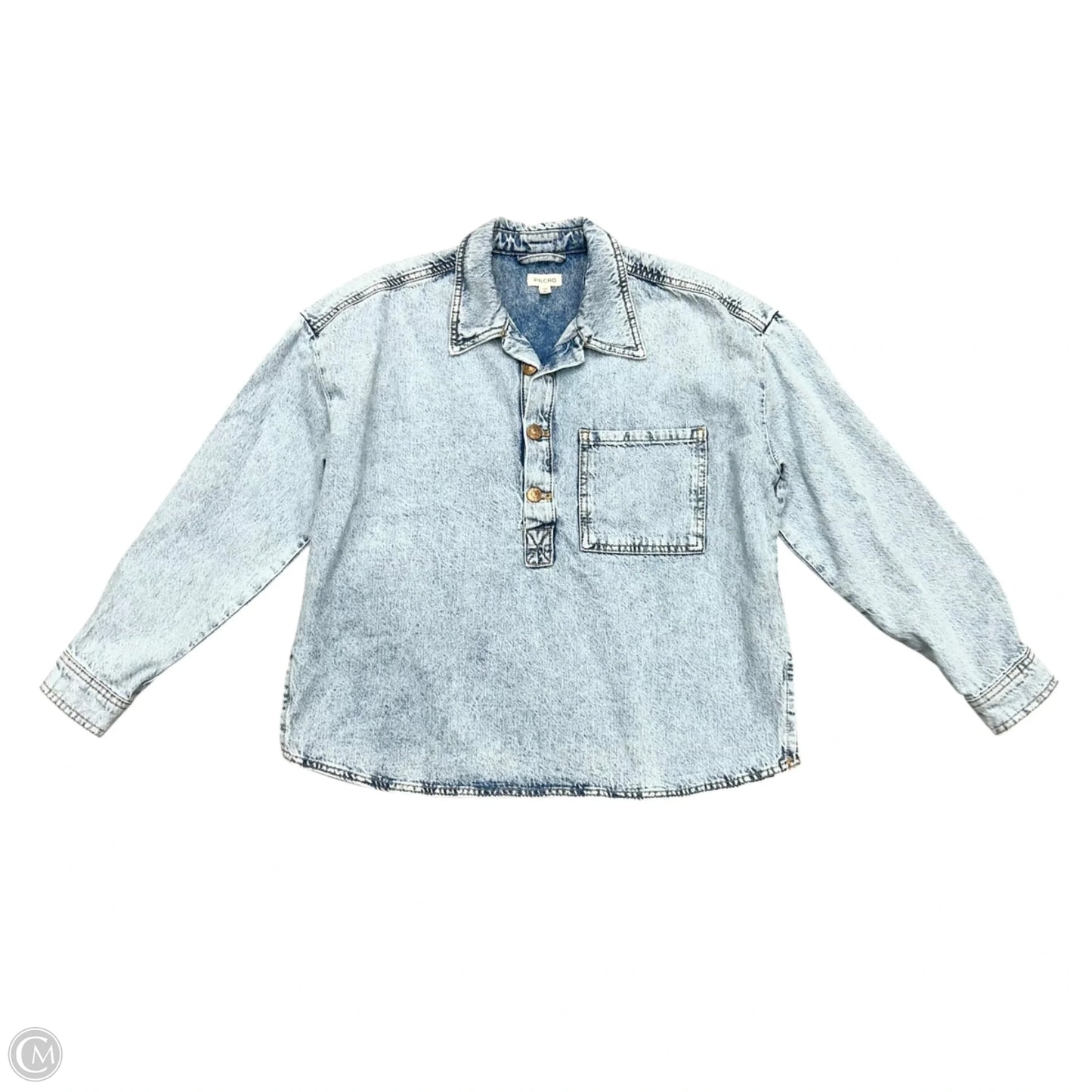 Top Long Sleeve By Pilcro In Blue Denim, Size: Xxs