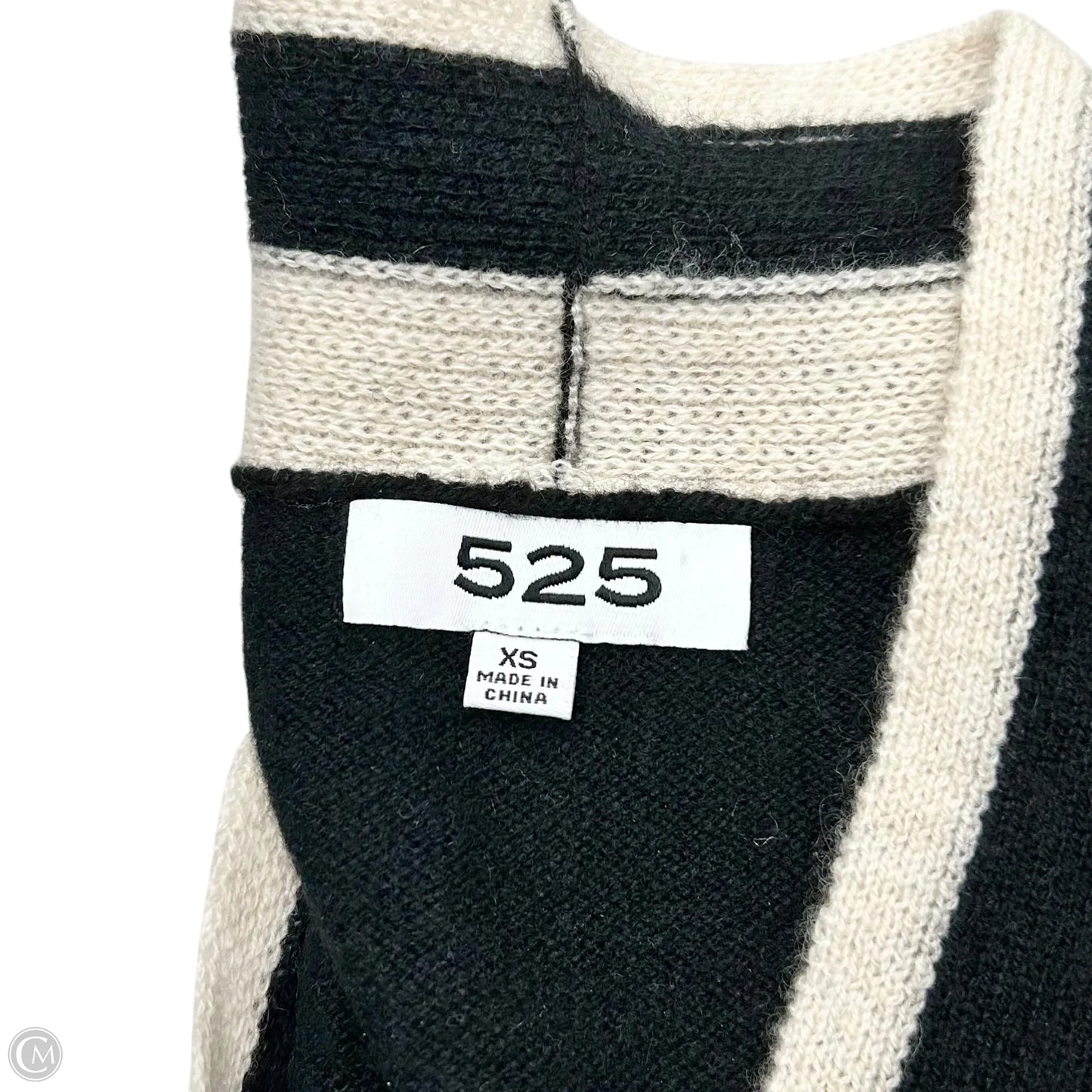 Sweater Cardigan Cashmere By 525 In Black & Cream, Size: Xs