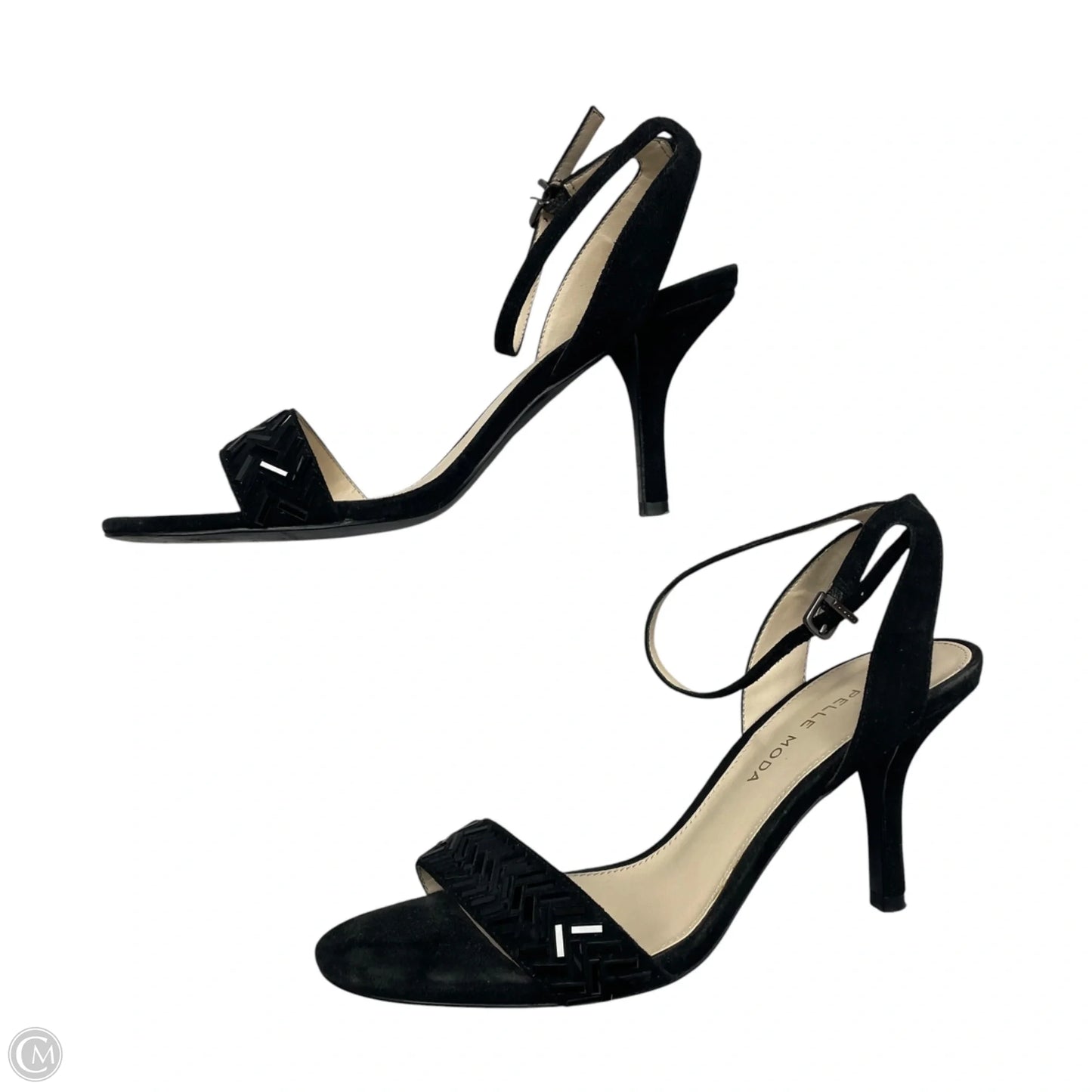 Sandals Heels Kitten By Clothes Mentor In Black, Size: 7