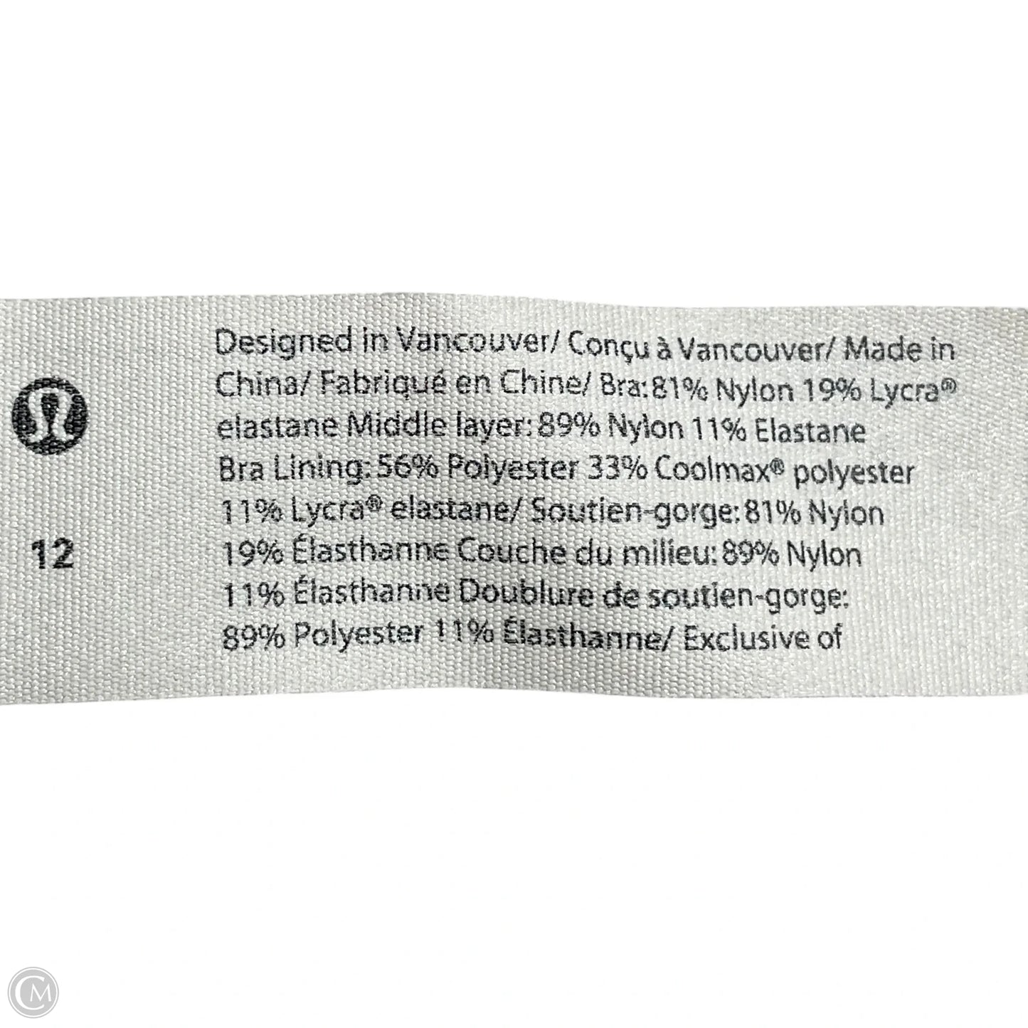 Athletic Bra By Lululemon In Grey, Size: L