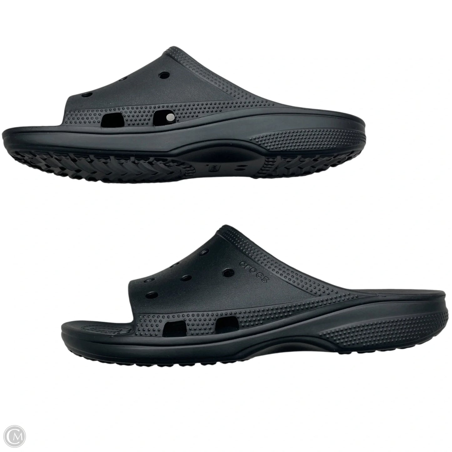 Sandals Flats By Crocs In Black, Size: 11.5