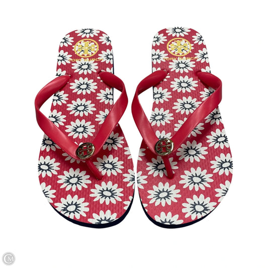 Sandals Designer By Tory Burch In Blue & Red & White, Size: 9