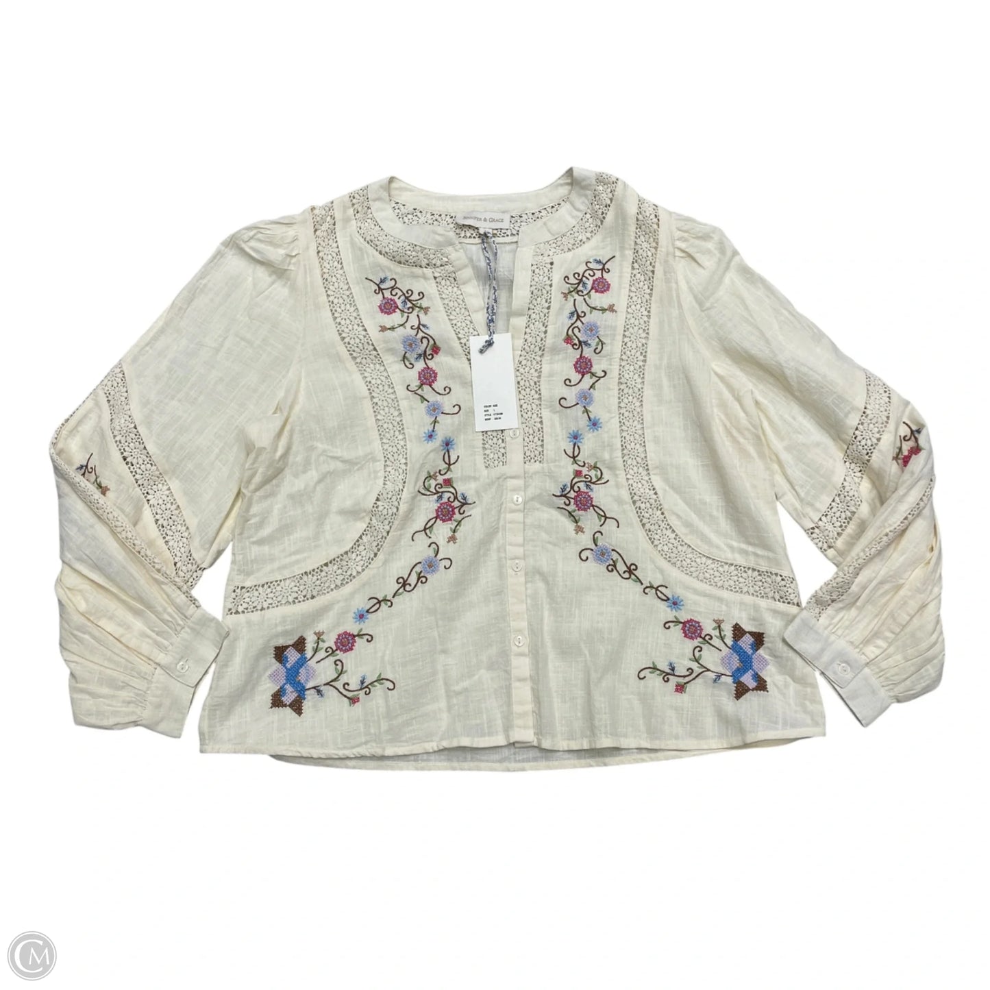 Top Long Sleeve By Jennifer & Grace In Cream, Size: L