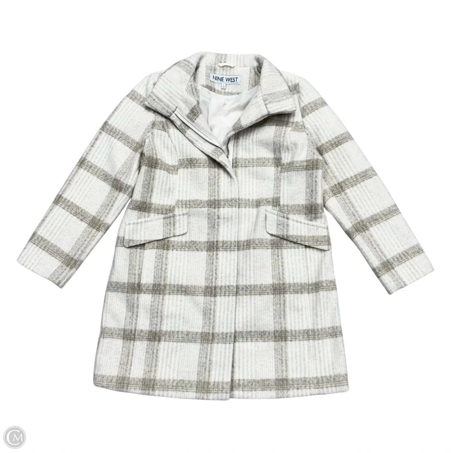 Coat Peacoat By Nine West In Cream & White, Size: L