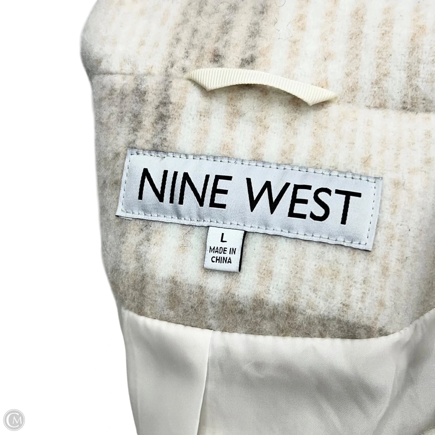 Coat Peacoat By Nine West In Cream & White, Size: L