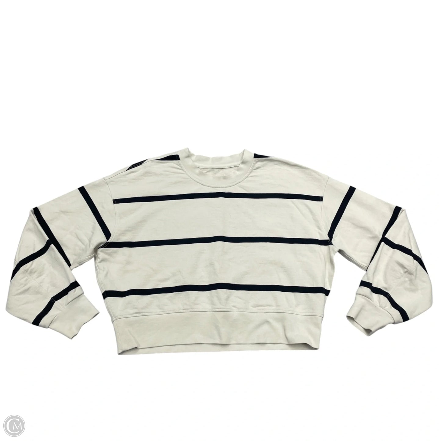 Athletic Top Long Sleeve Crewneck By Lululemon In Black & Cream, Size: S