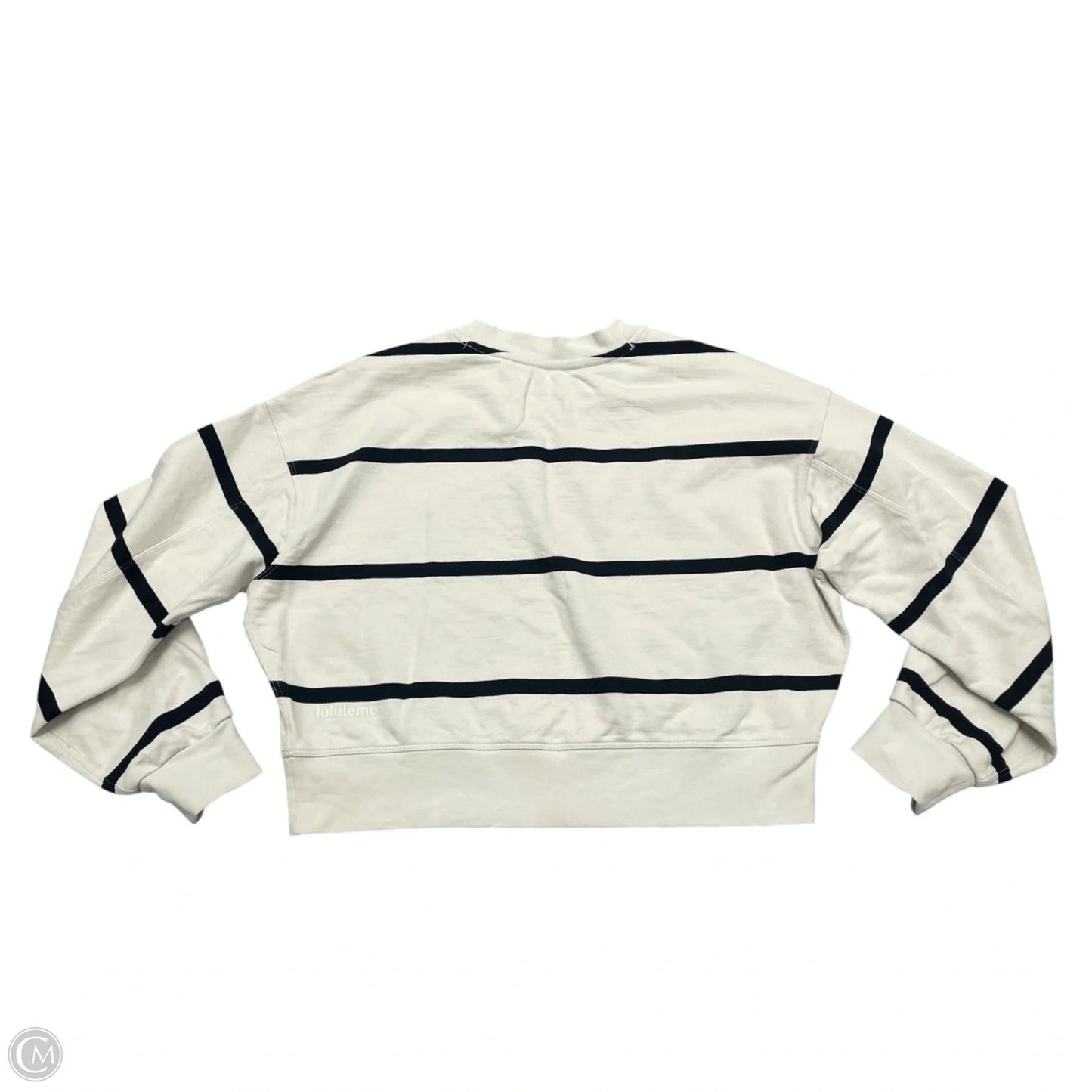 Athletic Top Long Sleeve Crewneck By Lululemon In Black & Cream, Size: S