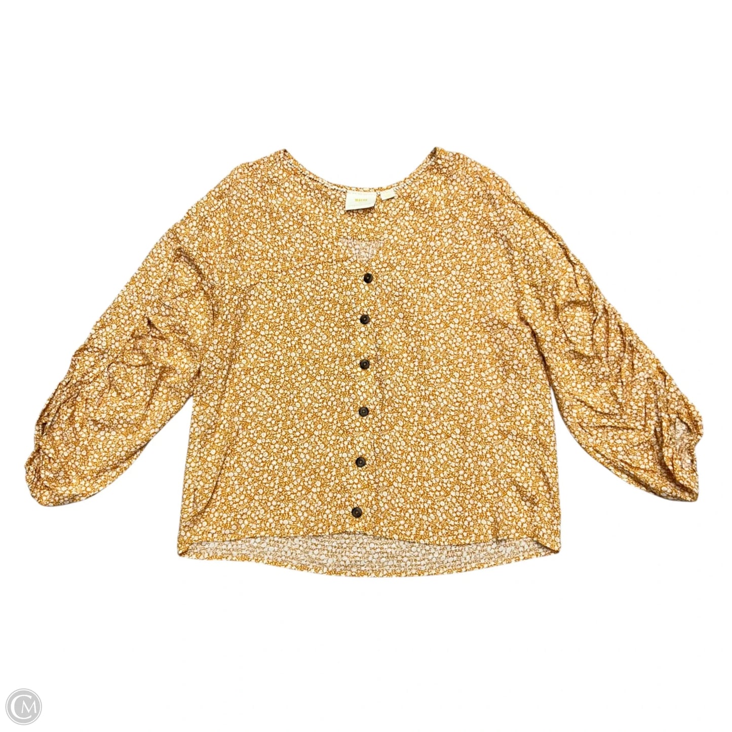 Top Long Sleeve By Maeve In White & Yellow, Size: M